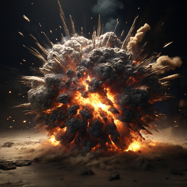 Hochauflösendes 4K-Bild mit einem realistischen Explosionseffekt