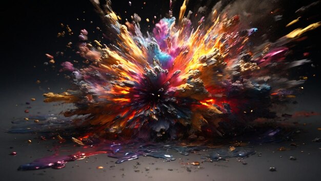 Hochauflösendes 4K-Bild mit einem realistischen farbenfrohen Explosionseffekt