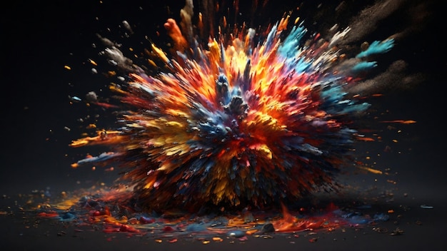 Hochauflösendes 4K-Bild mit einem realistischen farbenfrohen Explosionseffekt