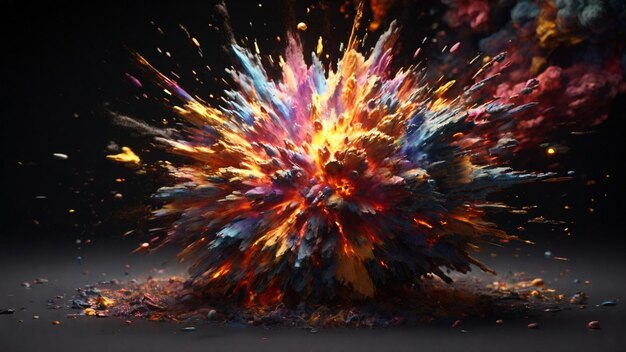 Hochauflösendes 4K-Bild mit einem realistischen farbenfrohen Explosionseffekt