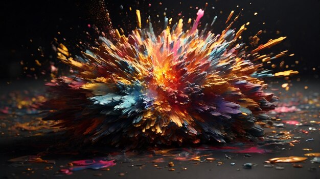 Hochauflösendes 4K-Bild mit einem realistischen farbenfrohen Explosionseffekt