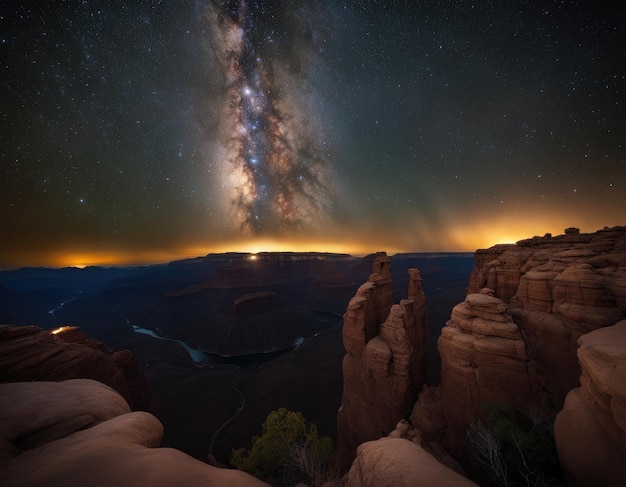 Foto hochauflösendes foto der milchstraße in den bergen des grand canyon
