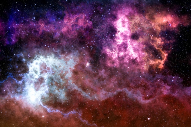 Hochauflösendes Sternenfeld, bunter Nachthimmelraum. Nebel und Galaxien im Weltraum.