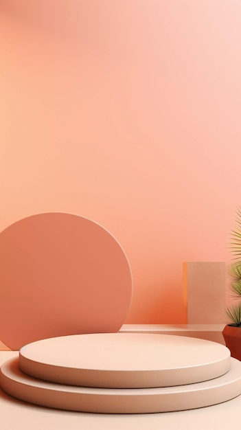 Hochformatiges 3D-Podiumsdisplay für Produktpräsentations-Branding mit pastellfarbenem Hintergrund