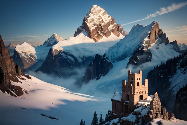 Hochgelegener Berggipfel, Schnee, Berggipfel, Hintergrundbild, Illustration, Naturlandschaft