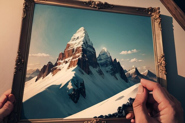 Hochgelegener Berggipfel, Schnee, Berggipfel, Hintergrundbild, Illustration, Naturlandschaft