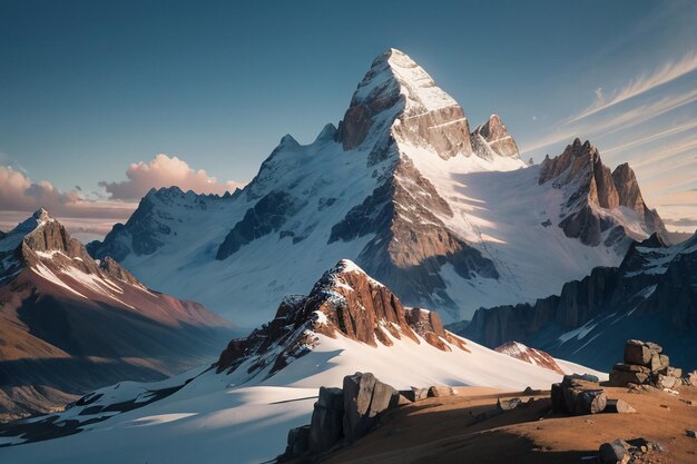 Hochgelegener Berggipfel, Schnee, Berggipfel, Hintergrundbild, Illustration, Naturlandschaft