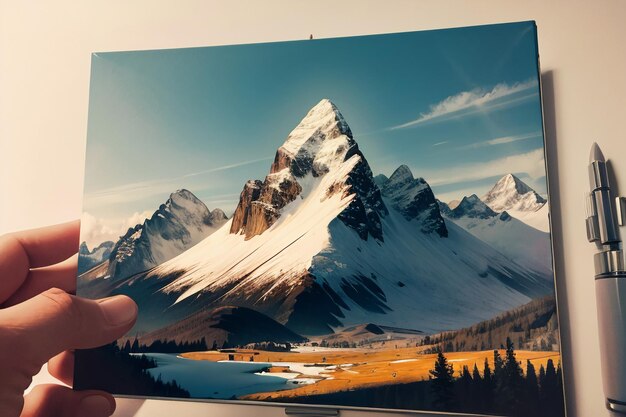 Foto hochgelegener berggipfel, schnee, berggipfel, hintergrundbild, illustration, naturlandschaft