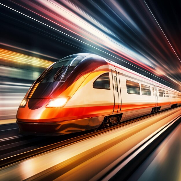 Foto hochgeschwindigkeitszug im tunnel bewegung verschwommen