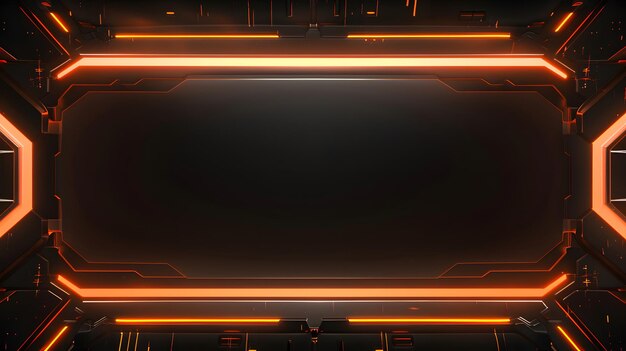 Foto hochmoderne schwarz-orange live-stream-overlay-video-bildschirm-schnittstellenrahmenstruktur