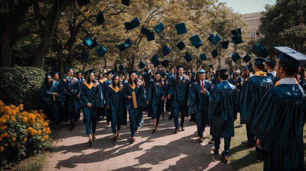 Hochschulabsolventen feiern den Erfolg am Abschlusstag