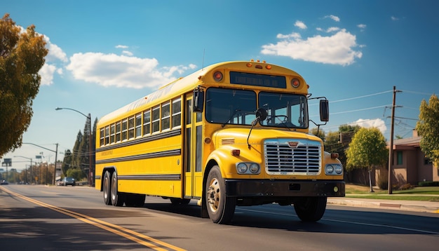 Hochwertige Stockfotografie eines gelben amerikanischen Schulbusses