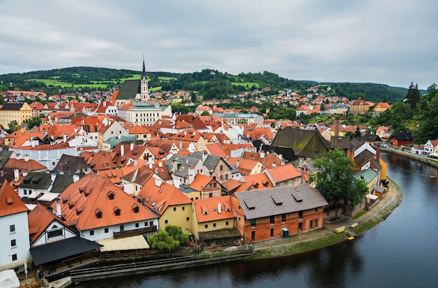 Hochwinkelansicht auf das Stadtbild durch den Fluss gegen den Himmel