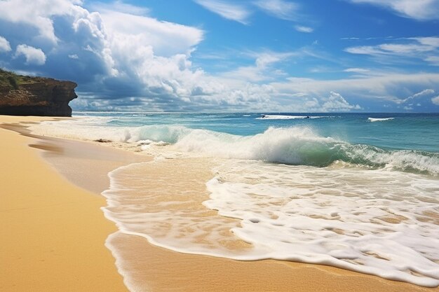 Hochwinkelansicht auf den Strand und das Meer unter dem Sonnenlicht