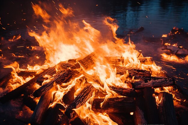 Foto hochwinkelansicht auf ein lagerfeuer in der nacht