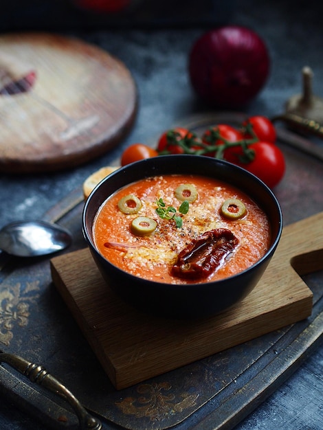 Hochwinkelansicht der Suppe in einer Schüssel auf dem Tisch