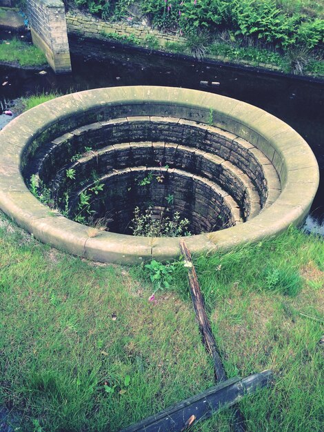 Foto hochwinkelansicht des wasserbrunnens