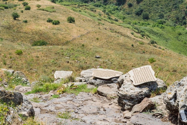 Hochwinkelansicht von Felsen auf dem Feld