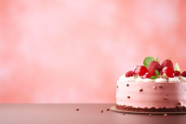 Foto hochwinkelansicht von rosa kuchen vor blauem hintergrund