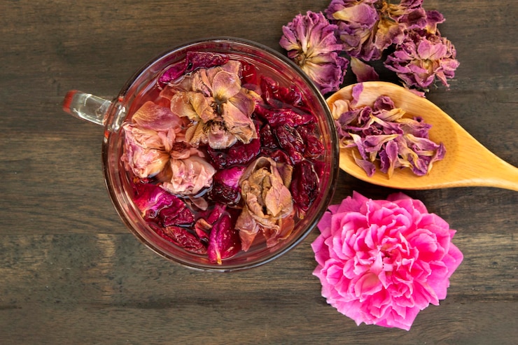Foto hochwinkelansicht von rosa rosen auf dem tisch
