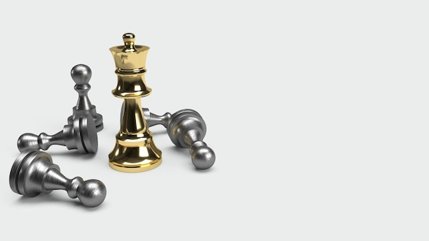 Hochwinkelansicht von Schachfiguren auf weißem Hintergrund