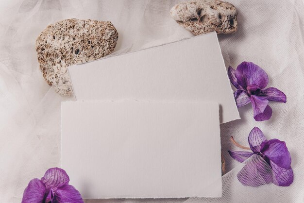 Hochzeit nautischen floralen Einladung Mockup Styled stock photography Weißes Blatt Papier