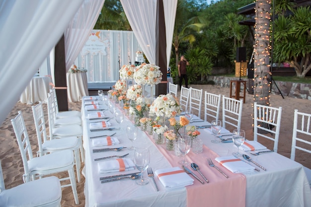 Hochzeit Tischdekoration am Strand