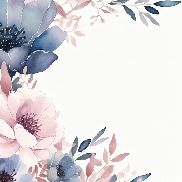 Hochzeits-Aquarell mit Blumenmuster für Einladung, isolierter weißer Hintergrund