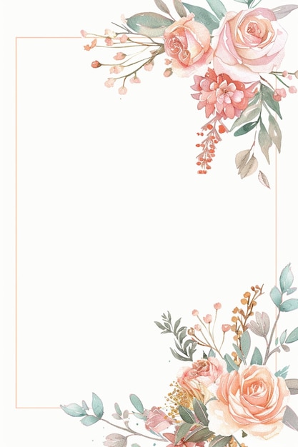 Hochzeits-Einladung Rahmen Blumenblumen Botanische Romantik Liebe