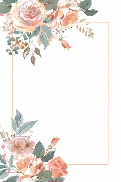 Hochzeits-Einladung Rahmen Blumenblumen Botanische Romantik Liebe