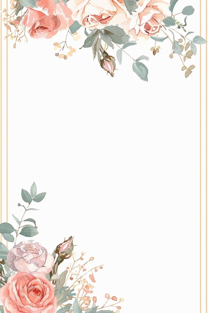Hochzeits-Einladung Rahmen Blumenblumen Botanische Romantik Liebe