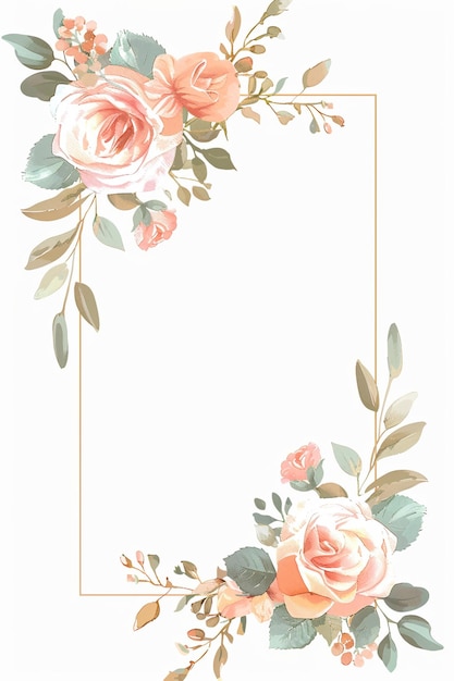Hochzeits-Einladung Rahmen Blumenblumen Botanische Romantik Liebe