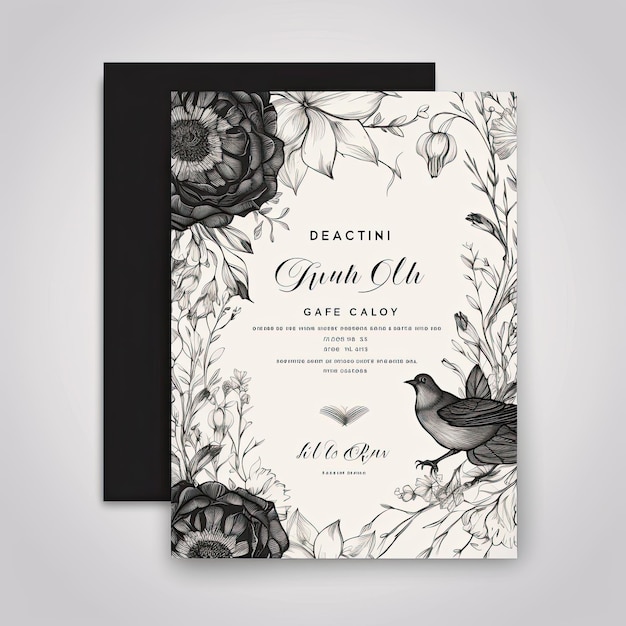 Hochzeits-Einladungskarten-Vorlage mit Aquarellblumen und Blumenornament-Vektorillustration