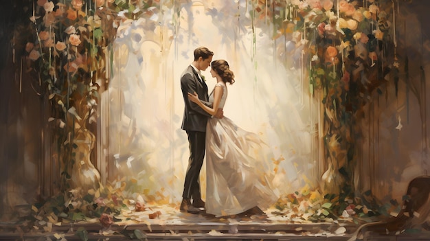 Hochzeits-Hintergrund-Illustration Design verliebtes Paar Hochzeit Braut