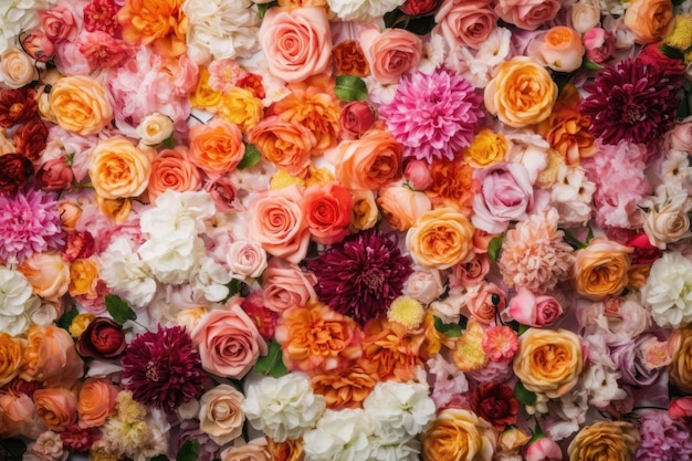 Hochzeitsblumenhintergrund bunter frischer Rosenblumenstrauß