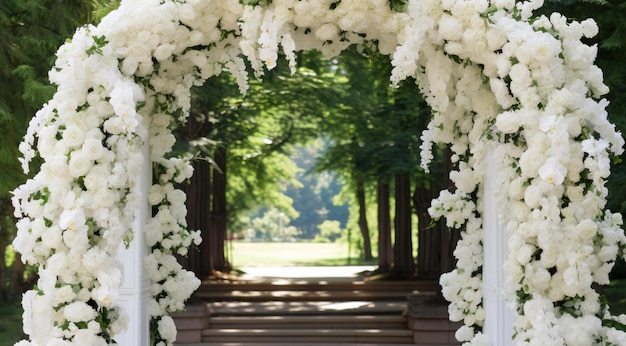 Hochzeitsbogen im Freien mit Blumen