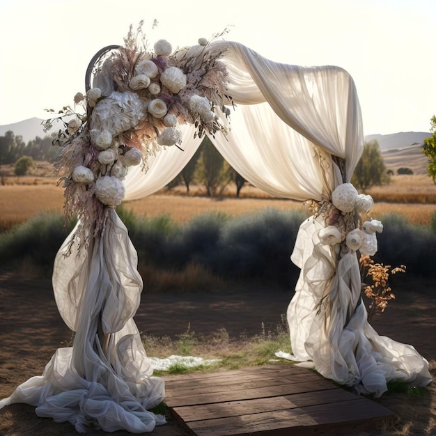 Hochzeitsbogen mit generativer AI des schönen Hintergrundes der frischen Blume