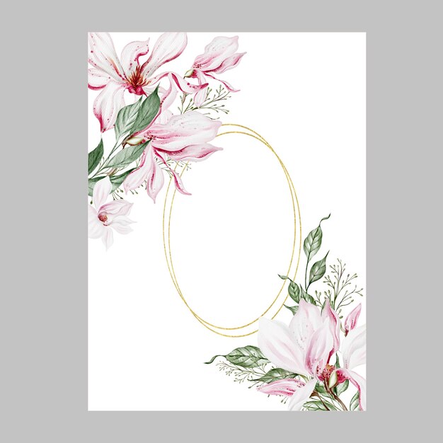 Hochzeitskarte in Aquarell mit Magnolienblumen und -blättern Illustration