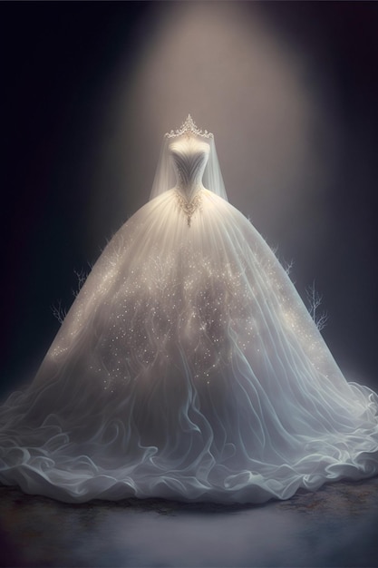 Hochzeitskleid auf einer Schaufensterpuppe generative ai