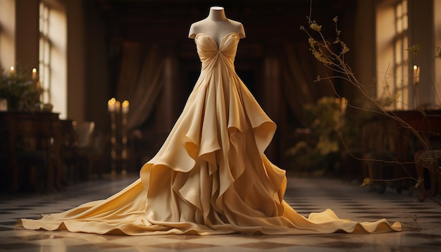 Hochzeitskleidung aus Haute Couture-Inspiration in Ochre-Fashion-Konzept