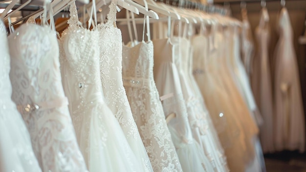 Hochzeitskleidung mit weißen und rosa Kleidern auf weißem Hintergrund
