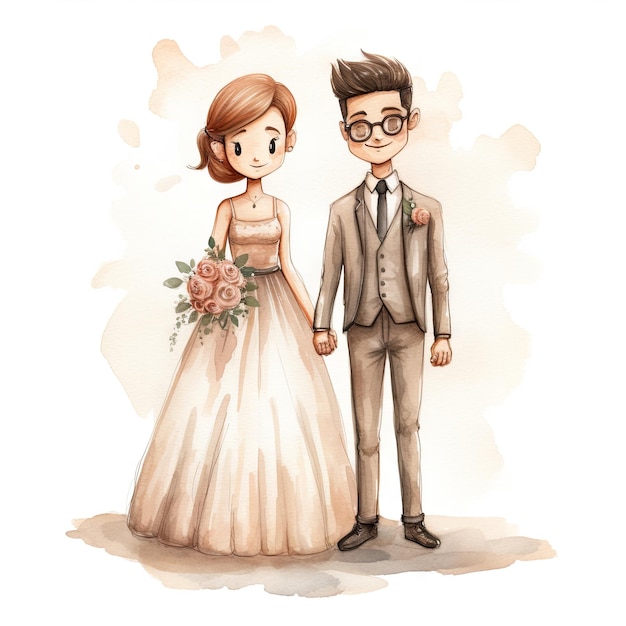 Hochzeitspaar in Aquarell