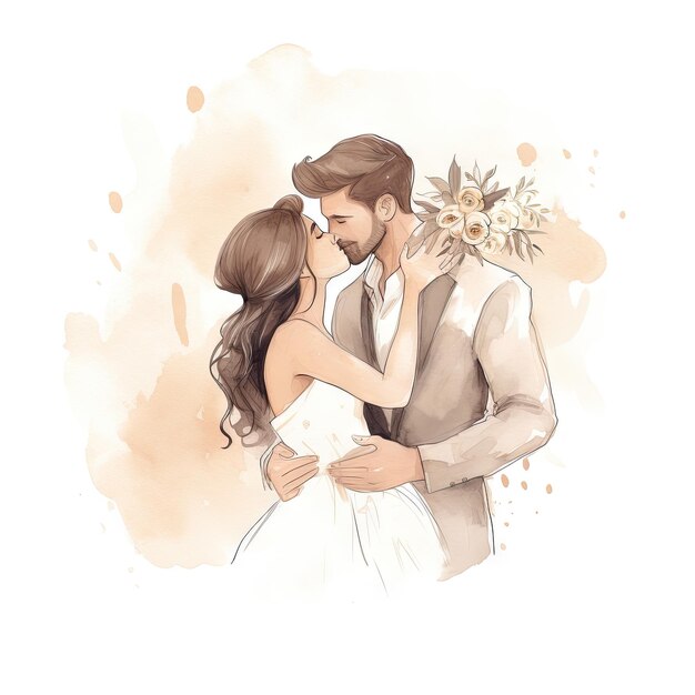 Foto hochzeitspaar in aquarell