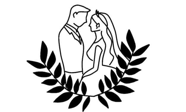 Hochzeitspaar Objektlinie Kunst Illustration Design