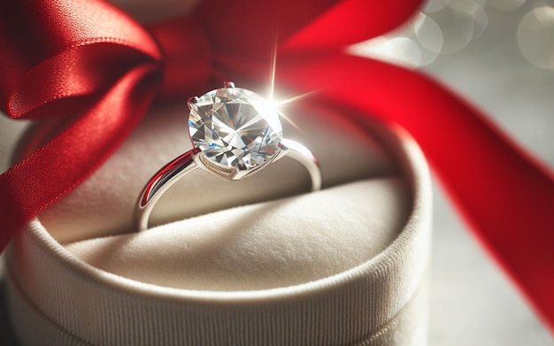 Hochzeitsring, Heiratsantrag, Liebesbekenntnis, Diamantenring, Band und Rose, Valentinstag, Liebe.