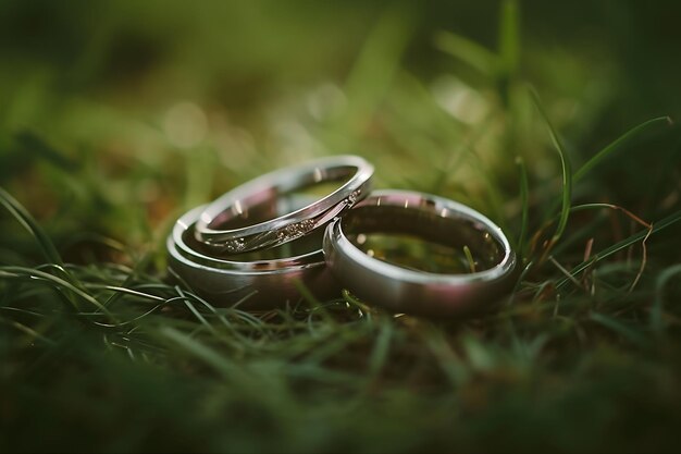 Foto hochzeitsringe im grasstil