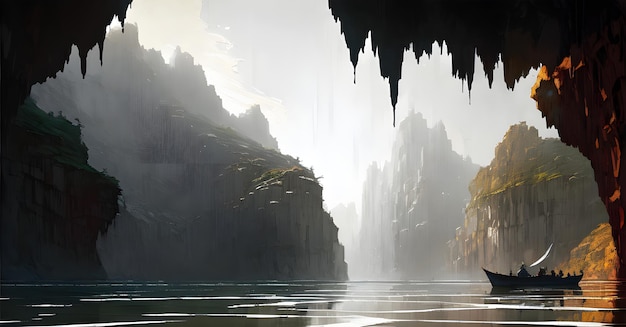 Höhle Dungeon Höhlenforschung Abenteuer Illustrationen Landschaft Kinderbuch ai generiert