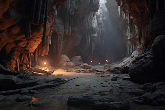 Höhlen-Abenteuer durch Kalksteinhöhlen Generative ai