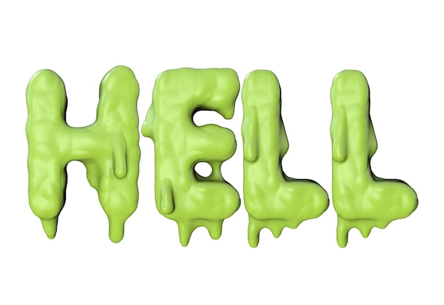 Höllenwort aus grünem Halloween-Schleim-Schriftzug d render