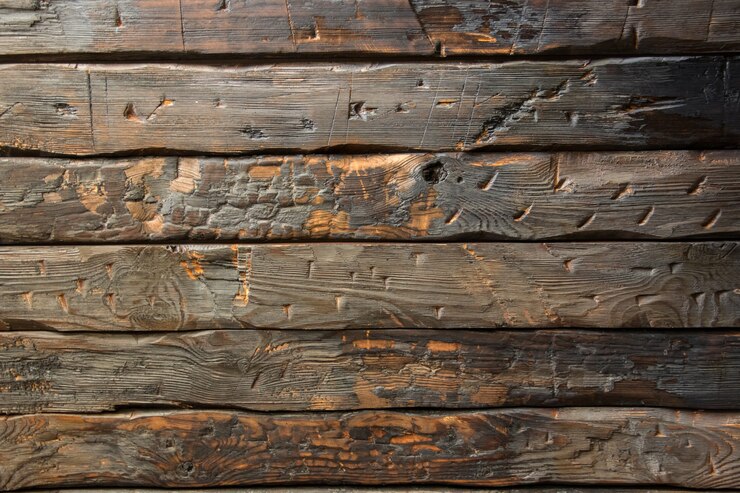 Foto hölzerner hintergrund der alten verkohlten planken nahtlose beschaffenheit mit